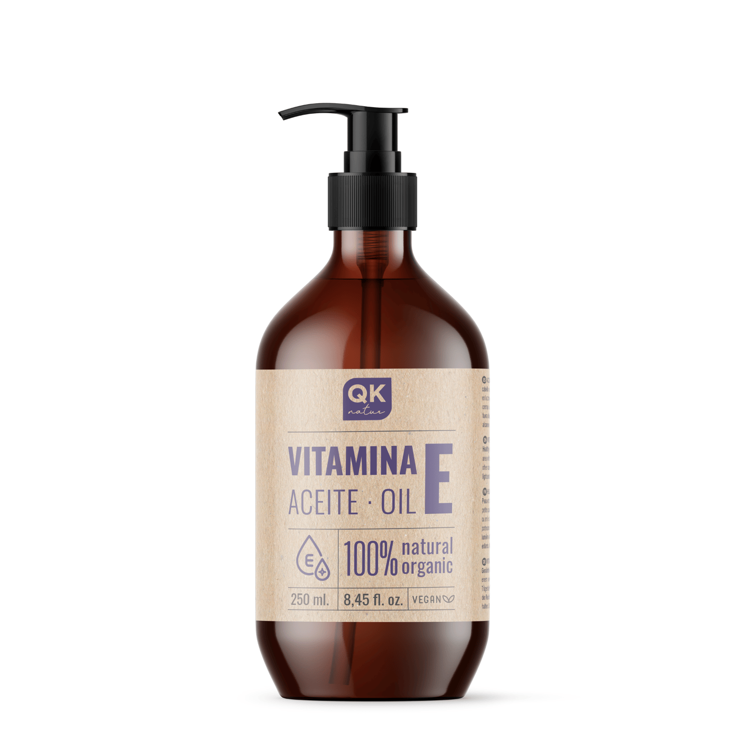 Aceite de Vitamina E 250ml - Natural - Hidratación y Cuidado para Piel, Cabello y Uñas
