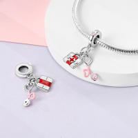 Pulsera De Bangle DIY Con Colgantes De Oso Polar Ciervo Zorro Y Aves Con Cuentas De Oración Plata Original Joyería Fina Para Mujeres Regalo - details 4