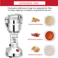 Molino de granos eléctrico SuperCrest, molinillo de cereales de 1000W, molinillo de velocidad rápida, máquina de polvo, procesador de alimentos para especias, hierbas y café, acero inoxidable - details 1