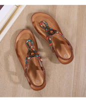 CA Sandalias de tacón de cuña huecas de gran tamaño 2025 con diamantes de imitación, zapatos bohemios cómodos para mujer, verano 363- - details 37