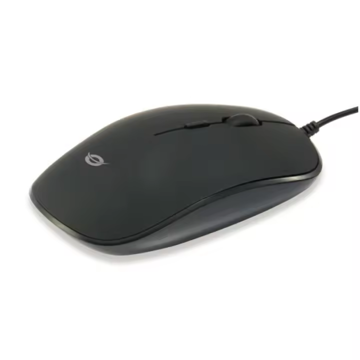 Conceptronic Regas Optical Mouse USB Black - Wired ergonomic mouse with adjustable DPI, 4 buttons, and a rubber grip, compatible with Windows and Mac systems for comfortable office use. - 1