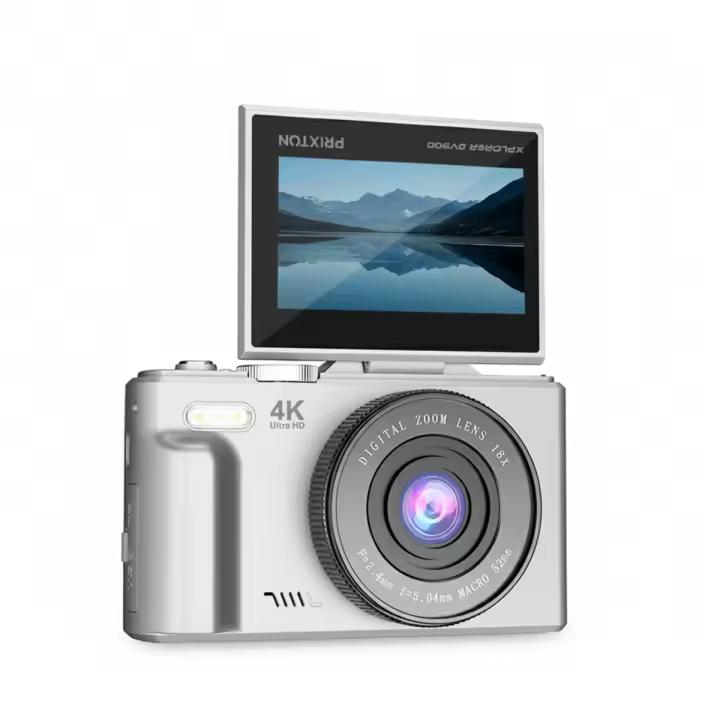 PRIXTON Cámara Digital XPLORER DV900, WiFi, App Móvil, Pantalla Giratoria LCD IPS, Resolución 4K y 64M, 9 Funciones de Cámara, Batería extraíble Recargable, Autonomía 1,5h, Tarjeta SD hasta 128GB - 1