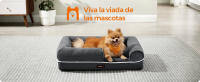 Feandrea Cama Ortopédica para Perros, Sofá, Cama para Mascotas, Acolchado Suave, Bordes Elevados, Funda Extraíble y Lavable, 76 x 51 x 18 cm, Antideslizante, Gris Oscuro/Gris Claro, Regalo de Navidad - details 0