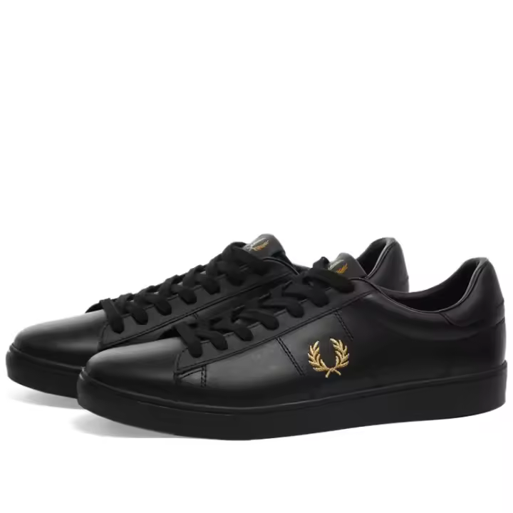 Fred Perry Spencer Tumbled Leather Black - Tenis de Piel de Primera Calidad con Suela de Goma Gruesa - 1