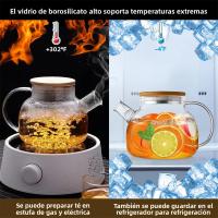 Tetera De Vidrio Borosilicato 1L/1.8L Con Tapa De Bambú Y Filtro Removible Para Oficina Y Hogar Kettle De Té Transparente - details 5