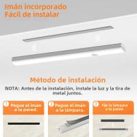 Luz De Sensor De Movimiento Recargable Tipo C Luz Nocturna Para Armarios De Cocina Y Dormitorio Iluminación Interior Rectangular Incluye Batería - details 5
