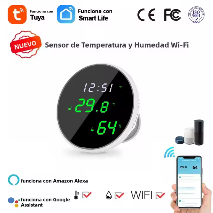 Sensor De Temperatura Y Humedad Inteligente Tuya USB Monitoreo Remoto Por App Para El Hogar Inteligente Compatible Con Alexa Y Google Assistant - 1
