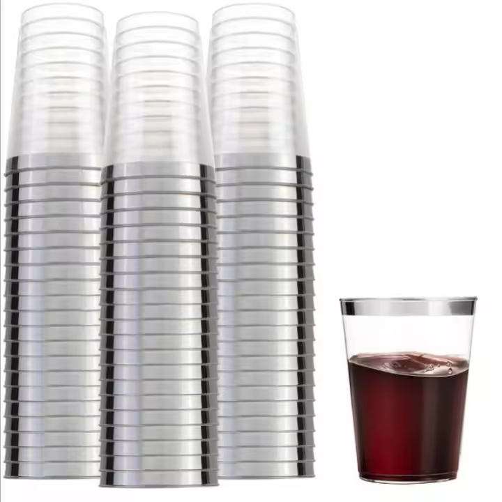 10pcs Copas De Postre Doradas De Plástico 12oz Copas Desechables Transparentes Para Bebida Cumpleaños Boda Suplido - 1