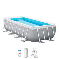 INTEX - Piscina desmontable rectangular Prism Frame de hasta 5 metros, incluye depuradora y escalera, color gris, resistente y duradera, +6 años, 45-60 min. montaje, piscinas desmontables grandes, piscinas familiares - details 1