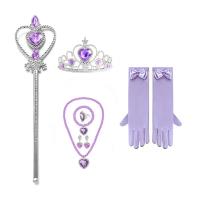 Juego De Accesorios De Cosplay De Elsa Princesa Con Guantes Varita Corona Joyería Peluca Rizada Para Niñas Disfraz De Reina De Hielo - details 12