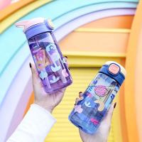 Botella De Agua Para Niños De 600ml Con Taza Y Pajita Portátil Para Viajes Deporte Y Fitness Material Plástico Reutilizable - details 2