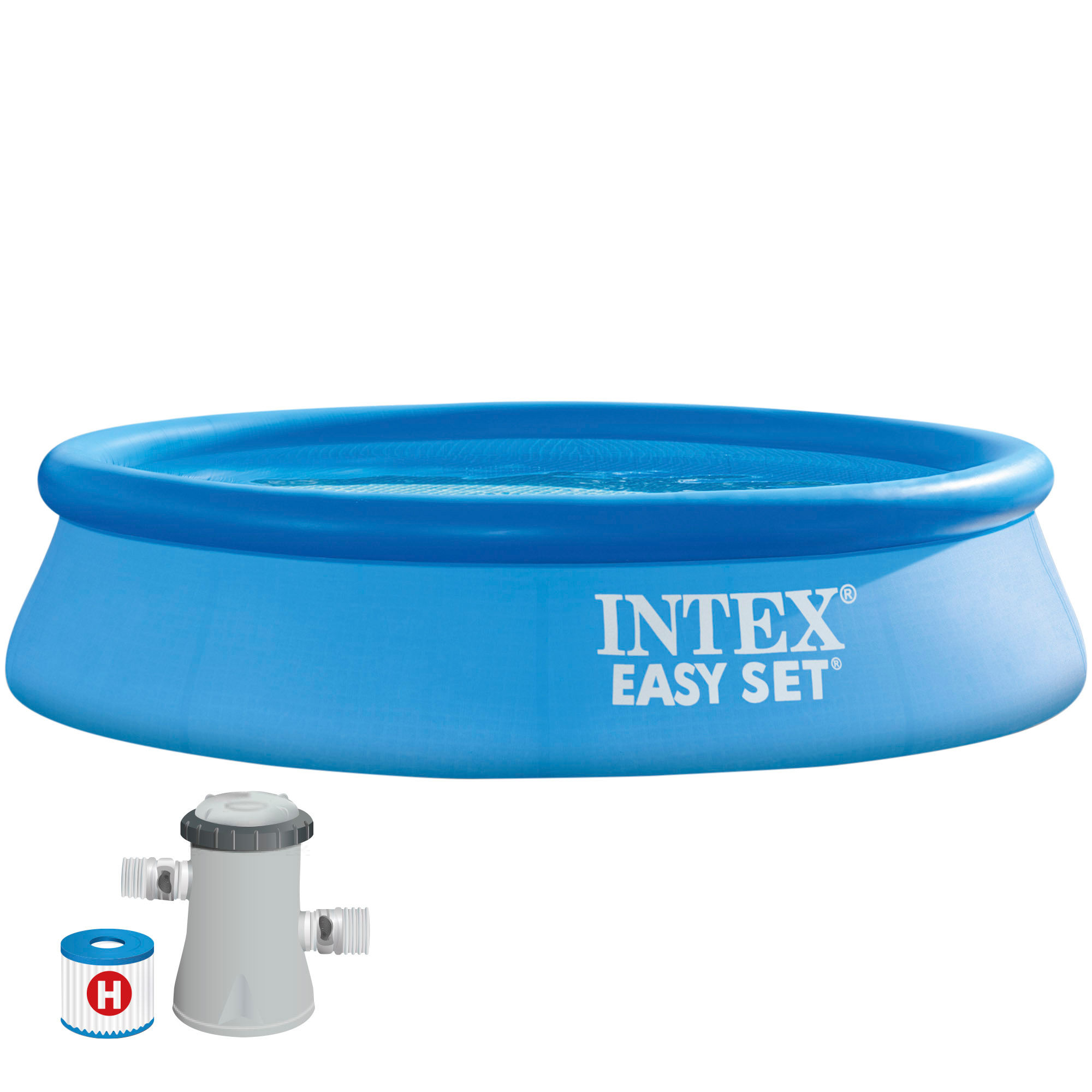 INTEX - Piscina hinchable redonda Easy Set de hasta 4 metros de diámetro, color azul, con depuradora incluida, resistente y duradera, +6 años, diseño sencillo, fácil montaje en 10 min, piscinas hinchables, piscinas familiares