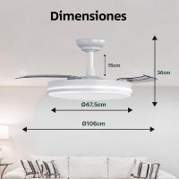 IOTOSTARK Ventilador de Techo con Luz LED Retráctil 106cm, 4 Aspas, Control por APP y Mando a Distancia, Potencia Total 66W, Temporizador, 6 Velocidades, 3 Temperaturas de Luz, Función Verano-Invierno, Silencioso, Negro IOTOSTARK-leduni - details 10