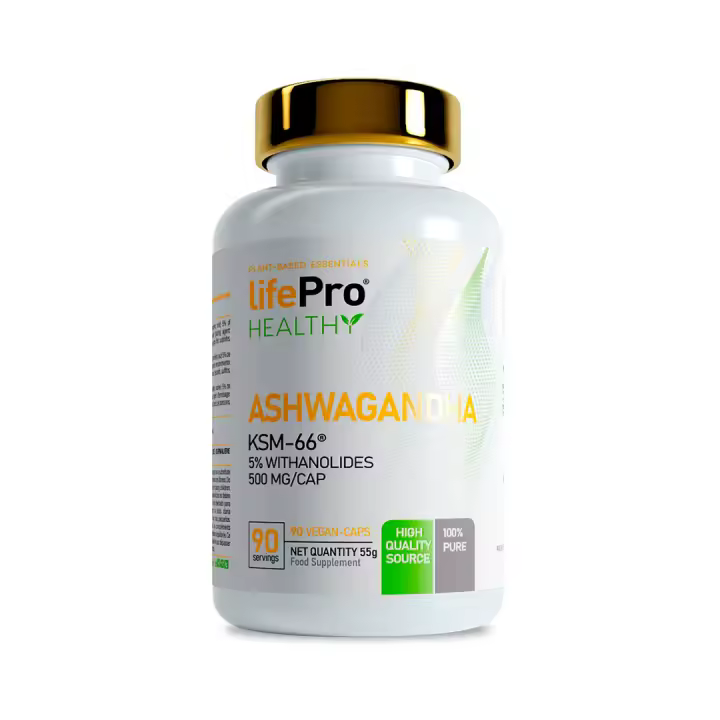 LIFE PRO NUTRITION ASHWAGANDHA 500MG KSM66 90 VCAPS - Combate Radicales Libres - Regula Glucemia - Mejora Descanso y Sueño - 1