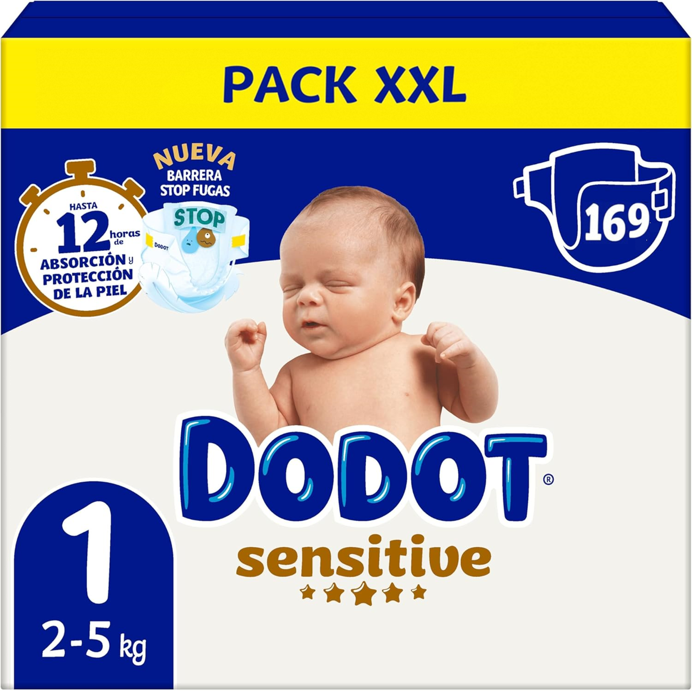 Dodot Sensitive Pañales Bebé y Recién nacido, Tallas 0,1,2 y 3