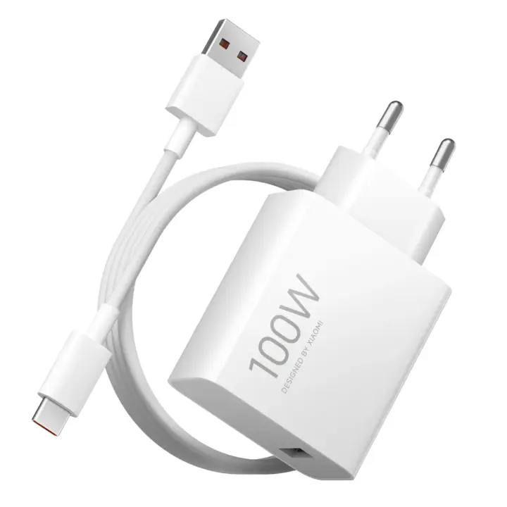 Xiaomi 100W HyperCharge Combo Cargador Adaptador 100 W QC3.0 USB-A + Cable USB-C | Carga Rápida | Compatible con Redmi Xiaomi 14T 15T 15 Pro Ultra iPhone 17 16 15 14 13 12 Pro + 5G, Samsung Galaxy S22 Ultra, Galaxy Tab, iPad Pro, Nintendo Switch 2 SW2 - 1