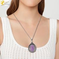 Collar Colgante De Gota De Agua Con Piedra Natural Para Mujer Perla Ovalada De Amatista Rosa Cristal Colgante De Moda H633 - details 21