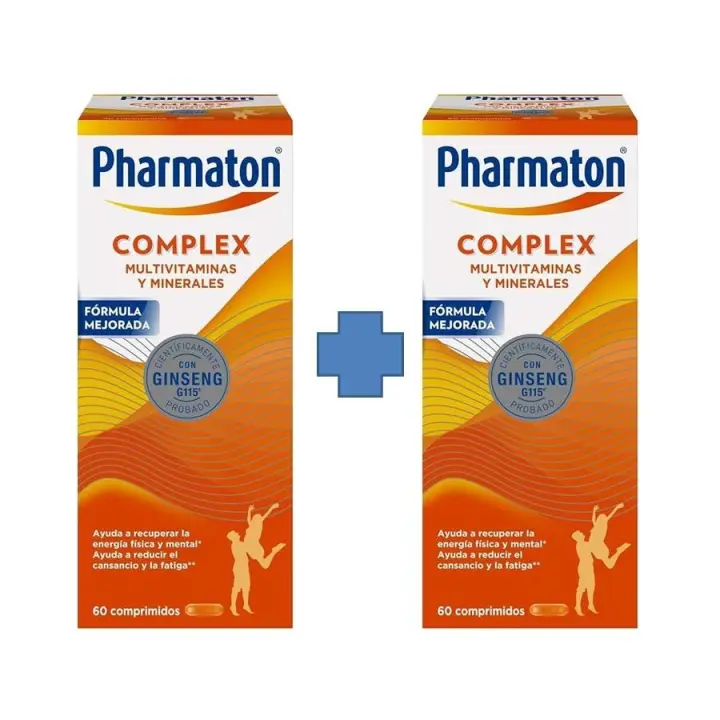 Pharmaton Complex 2 Envases de 60 Comprimidos – Multivitamínico con Ginseng G115® para Energía y Rendimiento Mental - 1