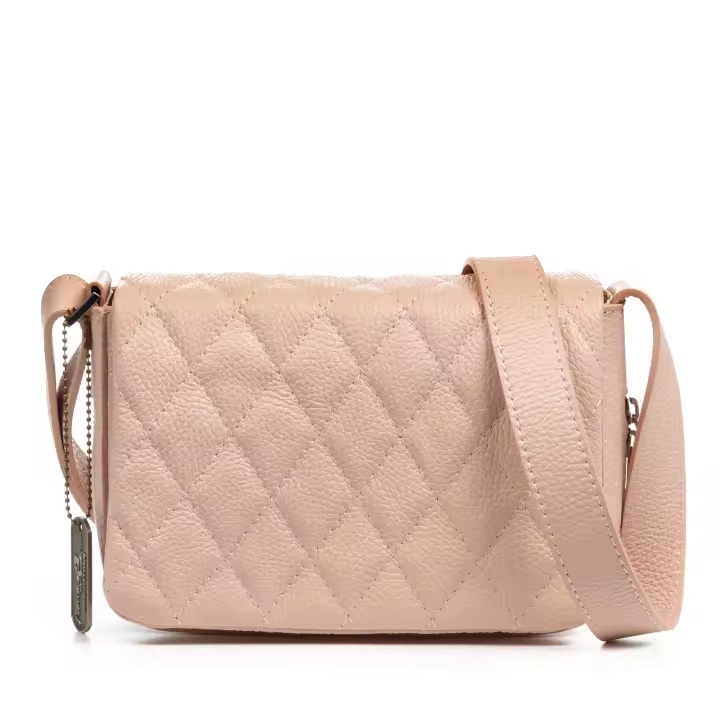 FIRENZE ARTEGIANI Argentera bolso de hombro mujer. Piel auténtica Dollaro con costuras diseño geométrico. Fabricado en Italia 22x10x16 Cm. - 1