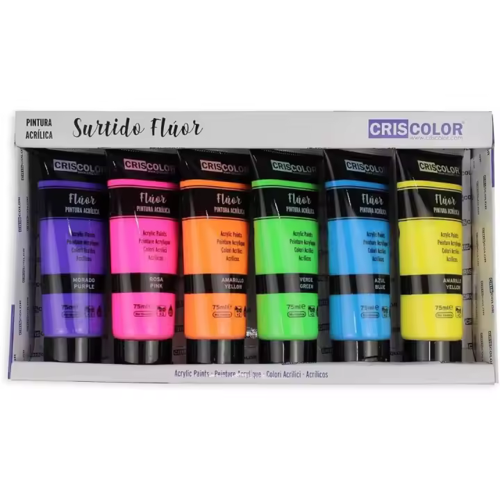 Set de Pintura Acrilica de 6 Colores para lienzos y Manualidades, Surtido, 75 ml (Paquete de 6), Pintura para Arte, Pintura Acrilica Pack de 6 Colores - 1