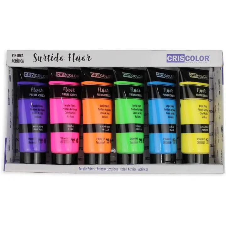 Set de Pintura Acrilica de 6 Colores para lienzos y Manualidades, Surtido, 75 ml (Paquete de 6), Pintura para Arte, Pintura Acrilica Pack de 6 Colores - 1