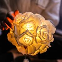 1Pack 10/20 Led Luz De Flores Rosas Blancas Operadas Por Batería Para Decoraciones De Fiesta De Cumpleaños Boda Wedding Y Día De San Valentín En El Hogar - details 0