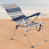 Silla playa plegable alta 5 posiciones a rayas azules y grises Aktive - details 2