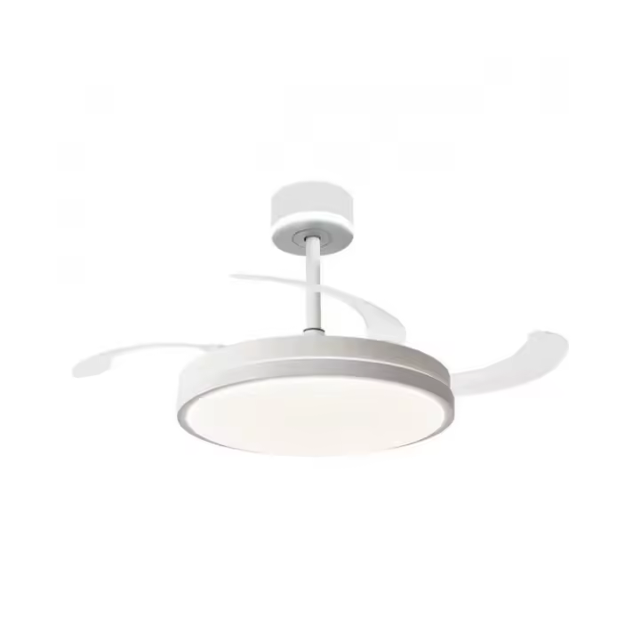 NARVI Ventilador de techo, con CABEZAL ILUMINADO, 3 Palas retráctiles, Motor DC, Luz LED Regulable en Intensidad y Color de luz. Ref. EDIMBURGO 1854 WH CABEZAL - 1