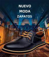 Zapatos De Cuero Para Hombre Moda Primavera/Otoño Casual Ligeros Con Cordones Formales Negocios Boda Vestido Zapatos Talla Grande 38-48 - details 1