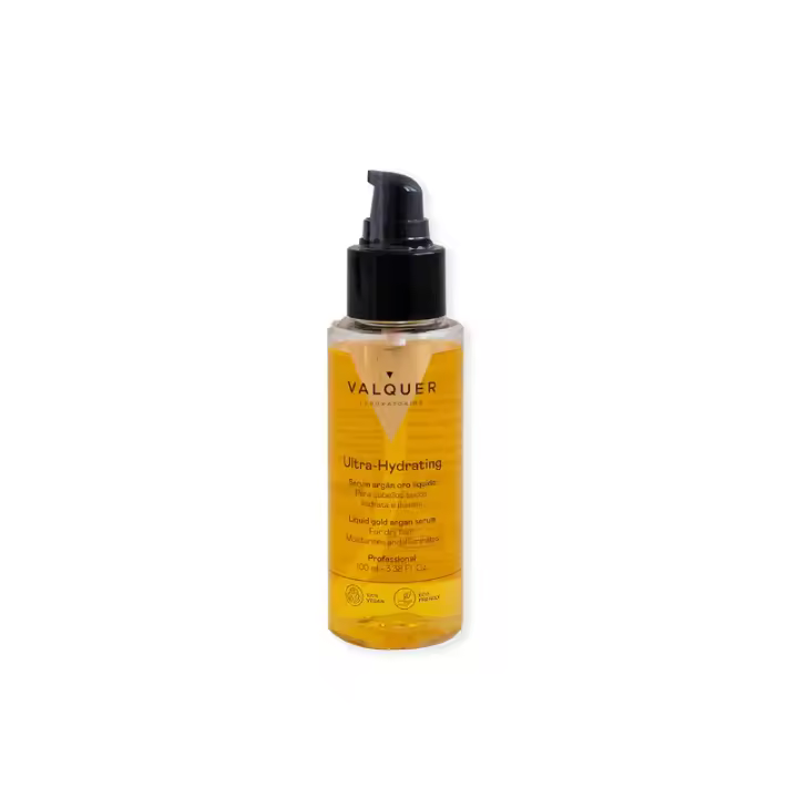 Serum Capilar Valquer Oro Líquido con Aceite de Argán 100 ml para Cabello Seco y Dañado, Hidratación Profunda sin Sulfatos ni Sales, Vegano - 1
