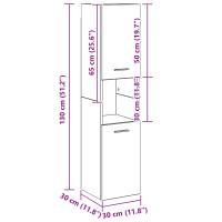 Gabinete de baño de pared vidaXL negro y roble de 30x30x130 cm, de madera compuesta - details 7