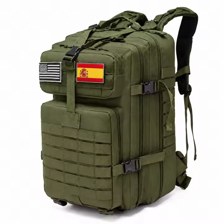 Mochila táctica militar 50L con sistema MOLLE frontal y lateral, impermeable y resistente al desgaste, ideal para senderismo, camping y airsoft - 1
