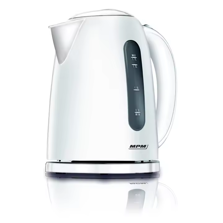 MPM MCZ-85 Hervidor Agua Eléctrico, 1,7L, sin BPA, Resistencia Oculta, Inalámbrico, Apagado Automático, 2200W, Blanco - 1
