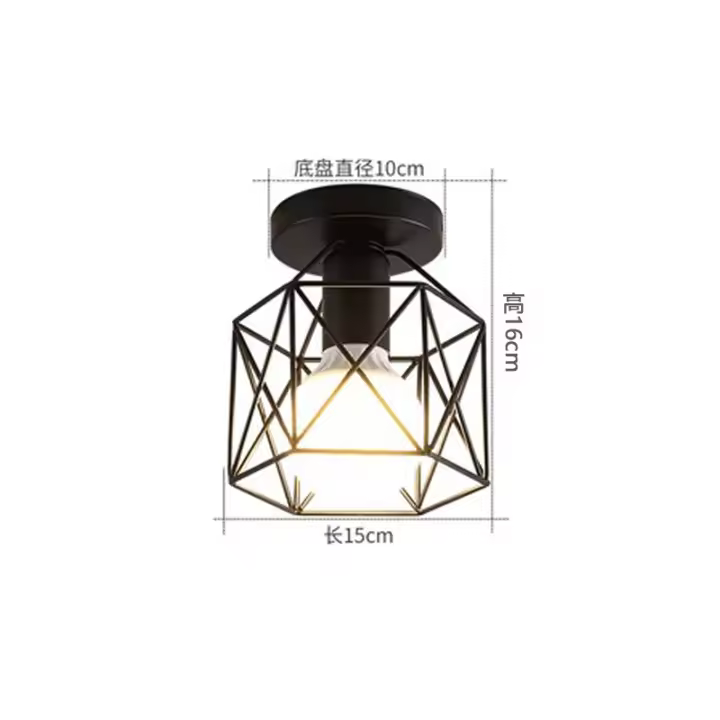 Luz De Techo De Hierro Minimalista Nórdica Retro Para Balcón Cocina Pasillo Entrada Pequeña Luz De Techo Sin Control Inteligente Fuente De Alimentación AC - 1