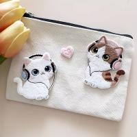 Parches Bordados De Gatos Cartoon Divertidos Con Auriculares 4 Unidades Decoración De Ropa Aplicaciones De Bordado Tamaño 6x4.5cm - details 4
