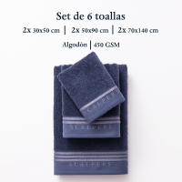 Set 6 de toallas de baño calavera (2x tocador 30x50cm + 2x manos 50x90cm + 2x baño 70x140cm) 100%algodón varios colores Scalpers Home - details 11