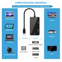 Adaptador 3-en-1 Mini DisplayPort a HDMI VGA DVI Cable 4K 1080P Thunderbolt Para Macs Portátil PC Convertidor De Video - details 1