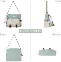 Lindo Bolso de Mensajero para Niñas Adolescentes y Mujeres, Bolsos de Mensajero Kawaii, Bolso de Hombro Tipo Bandolera con Alfileres y Colgante - details 0