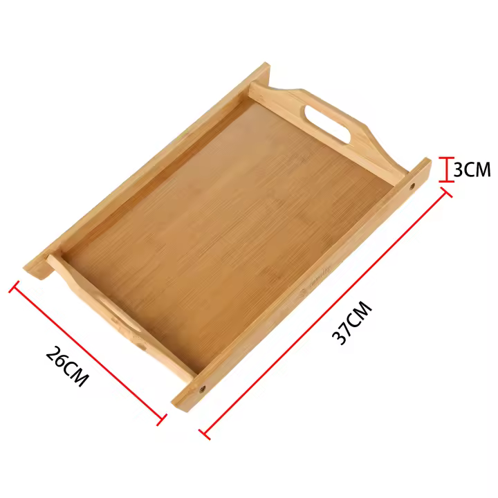 Family Bandeja de bambú para Servir con Asas, Bandeja Madera Rectangular, Bandeja de Cocina, Bandeja de Servir, Bandeja Desayuno Grande - 1