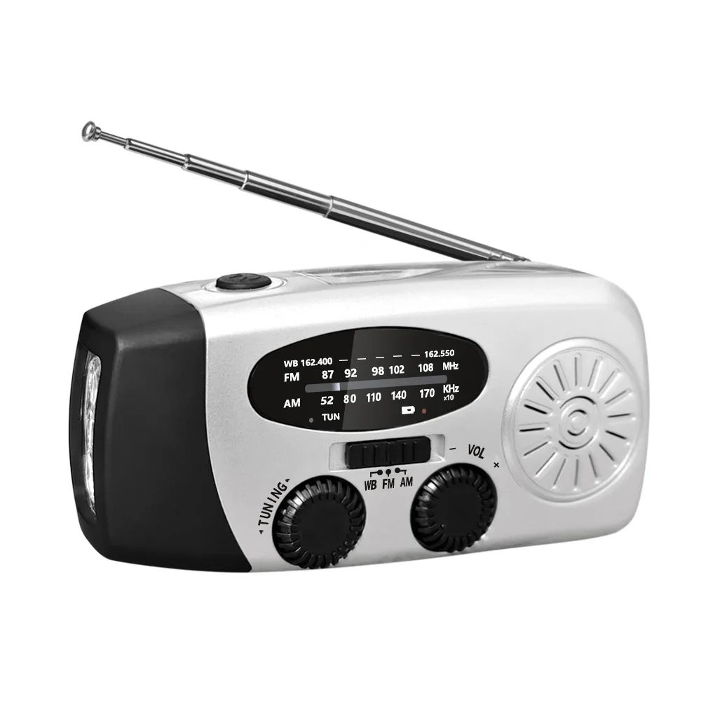 Radio De Emergencia Multifuncional Portátil Con Generación De Energía Manual Solar FM AM WB NOAA Power Bank Para Desastres