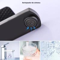 Grifo De Baño ABS Mezclador De Agua Caliente Y Fría De Cuadrado Negro Montado En La Superficie Para Lavabo Y Bañera - details 6