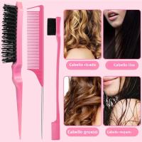 Set De 11 Peine Para Cabello Rizado Con Botella De Spray Peine Desenredante Masajeador De Escalpelo Herramienta De Peluquería Profesional - details 5