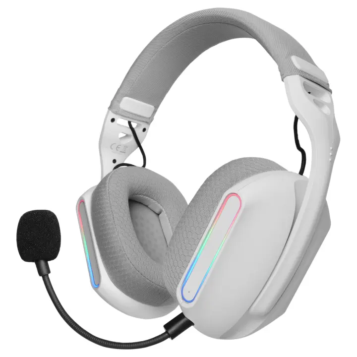 Mars Gaming MHW-PRO, Auriculares Gaming Inalámbricos ARGB Flow, Sonido 3D Envolvente 7.1, Bluetooth 5.3 + 2.4GHz + Jack 3.5mm, Diseño Ergonómico Ultraligero, Micrófono Dual, Multiplataforma, Cascos PC Negros o Blancos - 1