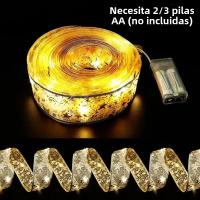 Cinta De Navidad Luminosa Con Lazo Dorado Decoración Para Árbol De Navidad Y Regalos Luces De Hada Para Fiestas Y Hogar - details 0