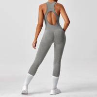 Conjunto De Yoga Para Mujer Moda Color Sólido Cuello Redondo Ajustado Fitness Ropa Deportiva Overoles De Gimnasio Sexy Ropa De Yoga - details 23