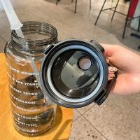 Botella Deportiva De Agua Con Tapa De Pastilla Y Marca De Tiempo 2L a Prueba De Fugas Para Gimnasio Y Exterior - details 5
