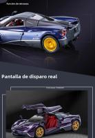 Modelo De Coche Diecast 1:24 Pagani Huayra Dinastia Con Luz Y Sonido Puertas Abiertas Colección De Juguetes Para Niños Regalo Vehículo De Carreras De 4 Puertas Material Aleación Metálica - details 12