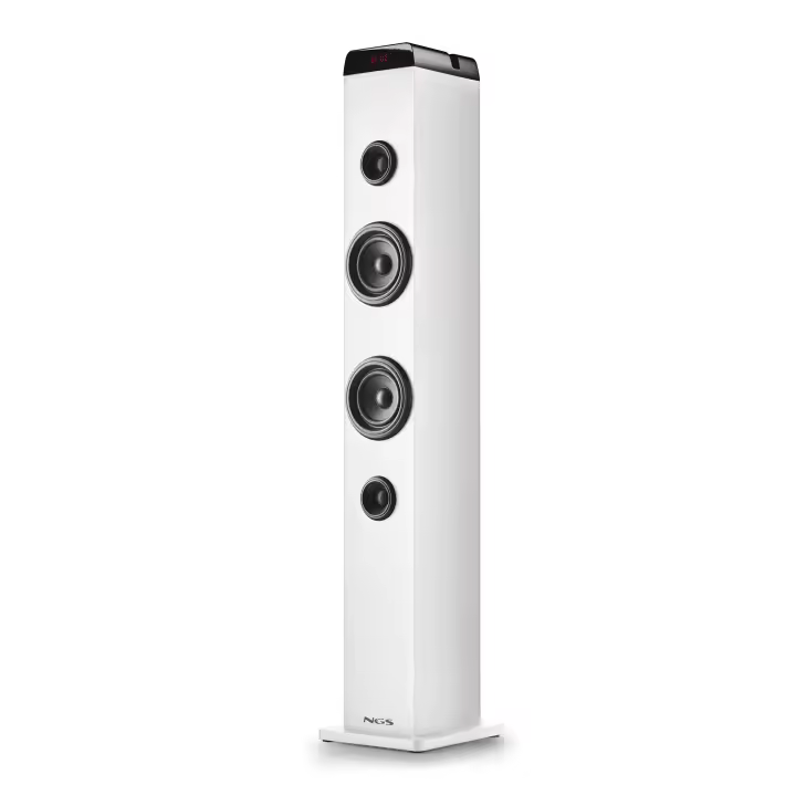 NGS Skycharm - Torre de Sonido 50W con Bluetooth, Entrada Óptica, USB, Radio FM y Mando a Distancia