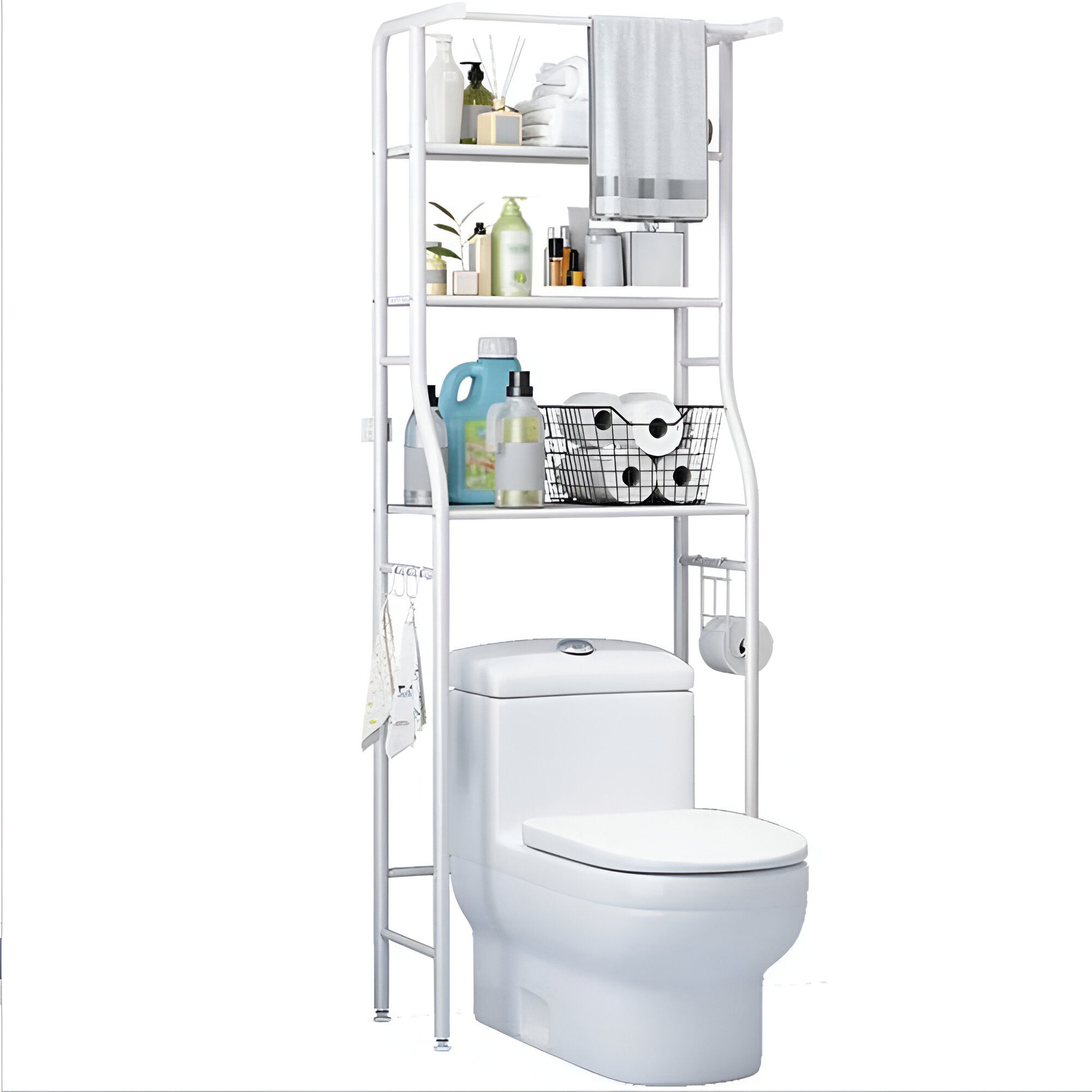 Estantería Sobre Inodoro Ahorra Espacio Organizador de Baño 47x25x160cm - WIAAM,AM3