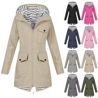 Chaqueta De Lluvia Para Mujer En Color Sólido Casual Impermeable Con Capucha Abrigo De Montañismo a Prueba De Viento De Polyester Y Spandex Cierre De Cremallera Estilo Regular Longitud Larga - details 4